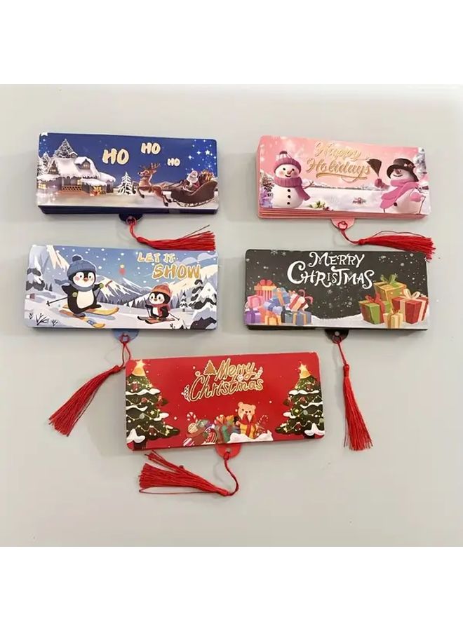 5 Pcs Christmas Cash Bags And Gift Card Holders Set With Santa Snowflake Tree Pattern - Image 2